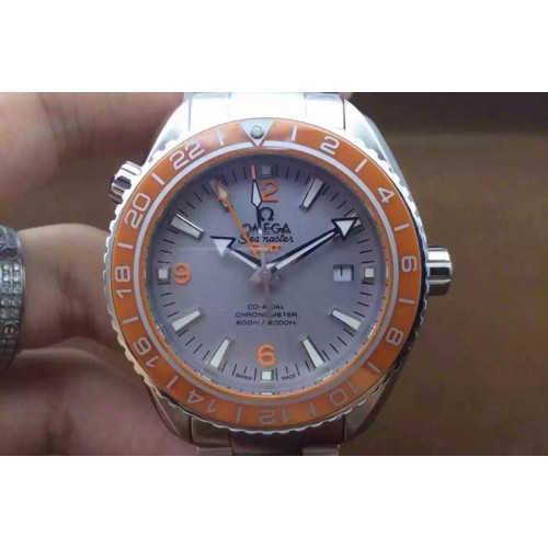 Omega  Seamaster Planet Ocean GMT 43.5mm Orange Bezel Grey Dial SS/SS A8615