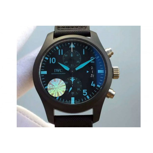 IWC Pilot Chrono IW388003 Real Ceramic V6 1:1 Best Edition on Black Nylon Strap A7750
