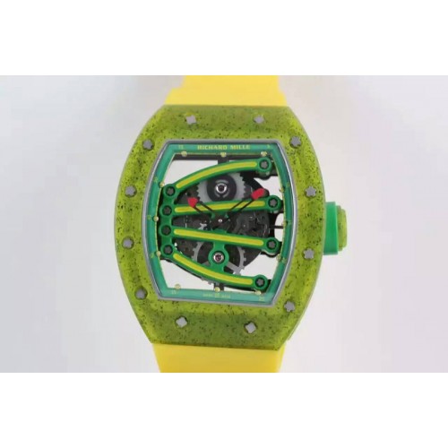 Richard Mille RM 059 Yohan Blake Green Inner Bezel Skeleton Dial on Yellow Rubber Strap 6T51