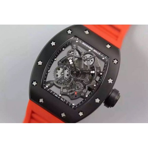Richard Mille RM035 PVD RMF Black Inner Bezel Skeleton Dial on Red Rubber Strap MIYOTA9015
