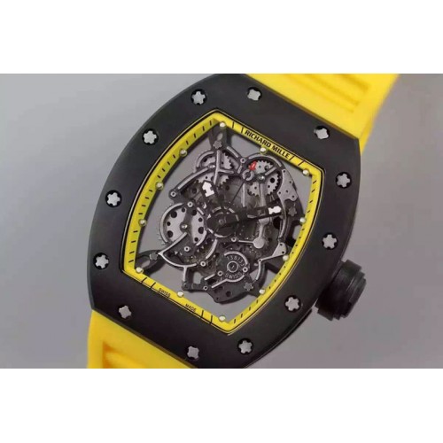 Richard Mille RM035 PVD RMF Yellow Inner Bezel Skeleton Dial on Yellow Rubber Strap MIYOTA9015