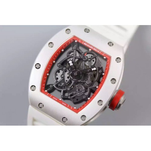 Richard Mille RM035 Red Painted RMF White Inner Bezel Skeleton Dial on White Rubber Strap MIYOTA9015