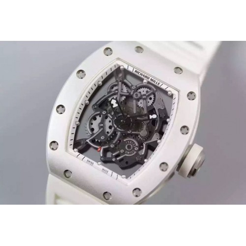 Richard Mille RM035 White Painted RMF White Inner Bezel Skeleton Dial on White Rubber Strap MIYOTA9015