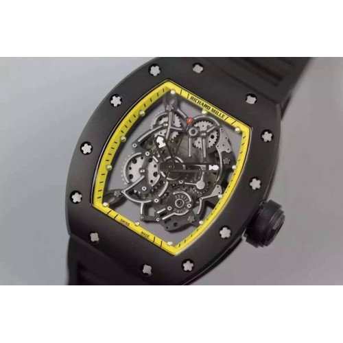 Richard Mille RM035 PVD RMF Yellow Inner Bezel Skeleton Dial on Black Rubber Strap MIYOTA9015