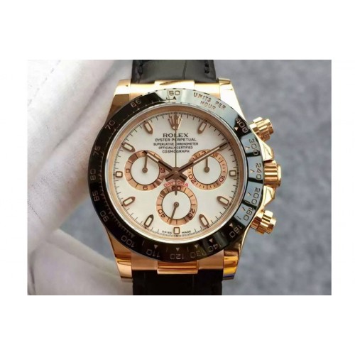 Rolex Daytona 116515 JH 1:1 Best Edition White Dial on Black Leather Strap A4130
