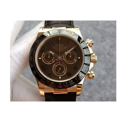 Rolex Daytona 116515 JH 1:1 Best Edition Chocolate Dial on Black Leather Strap A4130