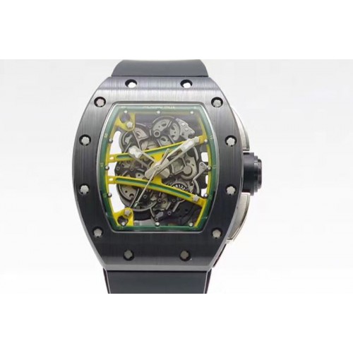 Richard Mille RM059-01M Black Ceramic KVF Green Inner Bezel Skeleton Dial on Black Rubber Strap MIYOTA8215