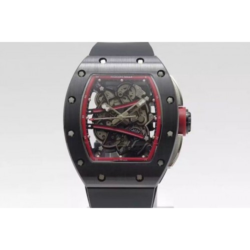 Richard Mille RM059-01M Black Ceramic KVF Red Inner Bezel Skeleton Dial on Black Rubber Strap MIYOTA8215