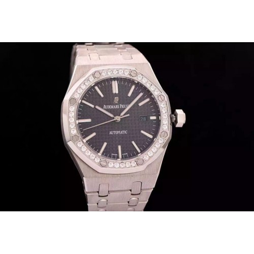 Audemars Piguet Royal Oak 41mm 15400 Lite Diamonds Bezel Blue Dial on SS Bracelet A3120