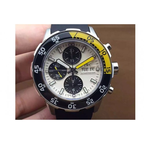 IWC 2009 Aquatimer SS/RU Blk/Ylw A-7750 White Dial