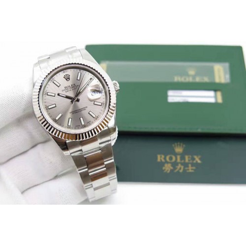 Rolex Datejust II 116334 SS 41mm Sliver Dial Sticks Markers On SS Bracelet A3136