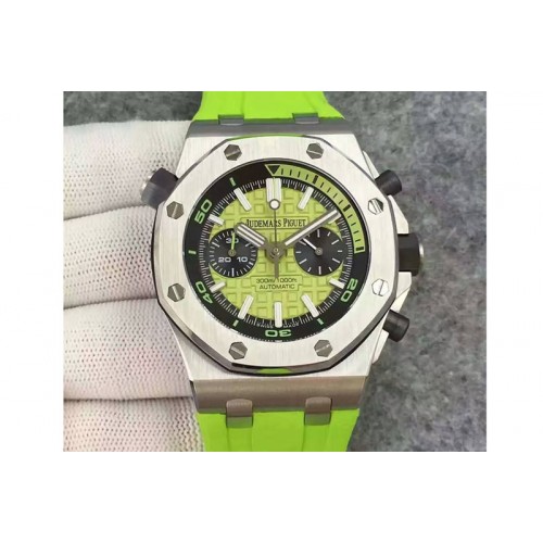Audemars Piguet Royal Oak Offshore Diver Chronograph JH Green Dial on Green Rubber Strap A3124