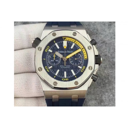 Audemars Piguet Royal Oak Offshore Diver Chronograph JH Blue Dial on Blue Rubber Strap A3124