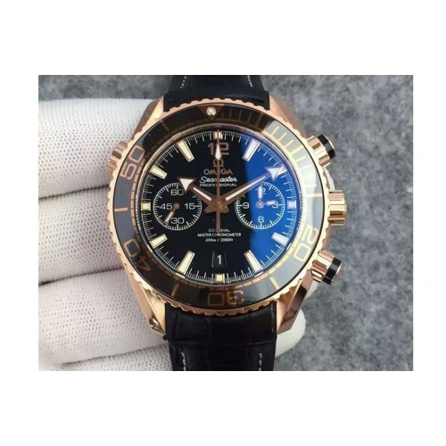 Omega Seamaster Professional Chronograph RG Black Ceramic Black Dial on Black Gummy Strap A9300