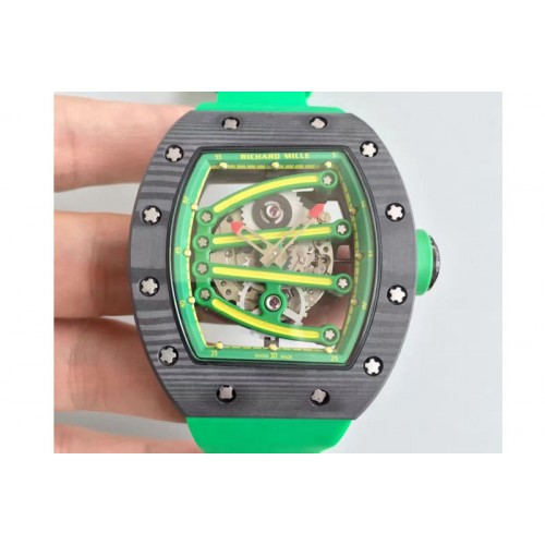 Richard Mille RM 059 Forge Carbon Green Inner Bezel Skeleton Dial on Green Rubber Strap 6T51