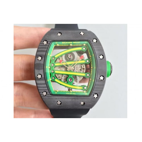 Richard Mille RM 059 Forge Carbon Green Inner Bezel Skeleton Dial on Black Rubber Strap 6T51 Richard Mille RM 059 Forge Carbon Green Inner Bezel Skeleton Dial on Black Rubber Strap 6T51
