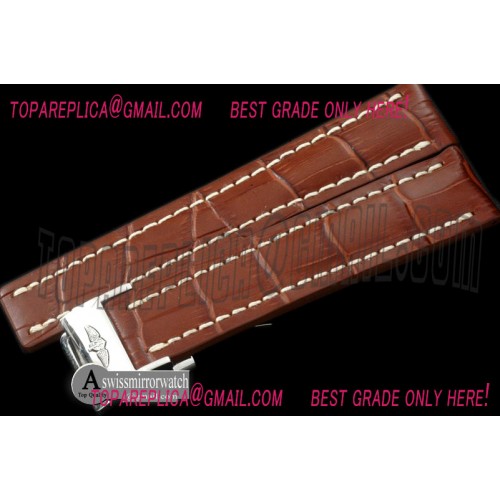 Breitling Leather strap Brown W/Deployant - For 42 - 45mm watches