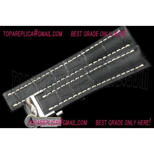 Breitling Leather strap Black W/Deployant - For 42 - 45mm watches