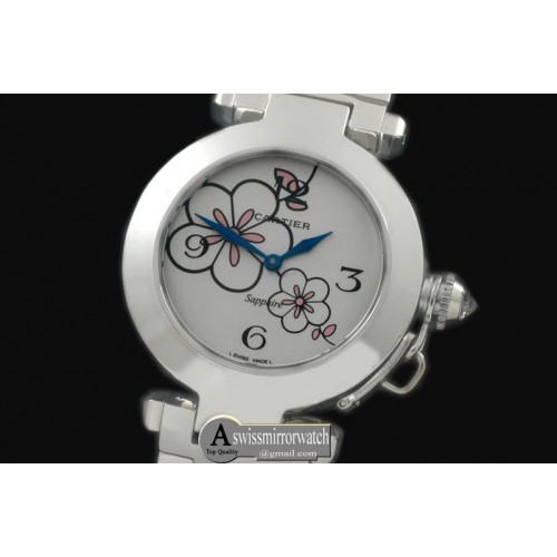 Cartier Pasha Ladies SS/SS White Swiss Ronde Quartz