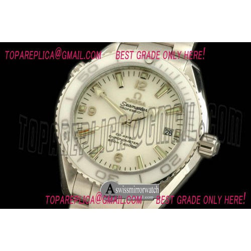 Omega White Ceramic Planet Ocean 42mm Swiss 2824