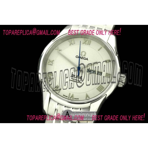 Omega Deville Co Axial Day/Date SS/SS White Asian 2836