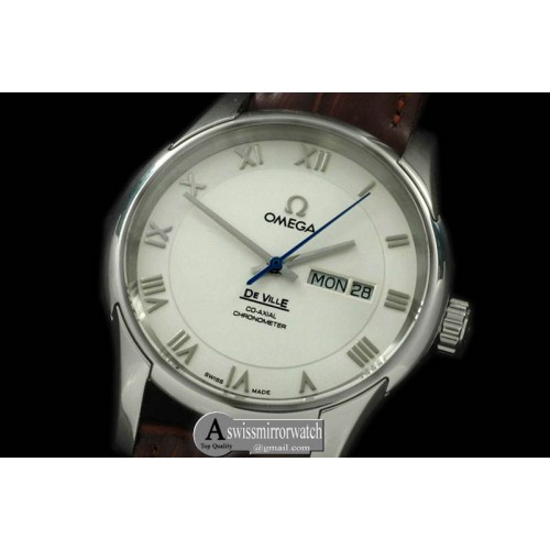Omega Deville Co Axial Day/Date SS/LE White Asian 2836