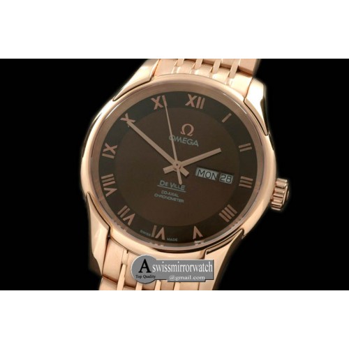 Omega Deville Co Axial Day/Date RG/RG Brown Asian 2836