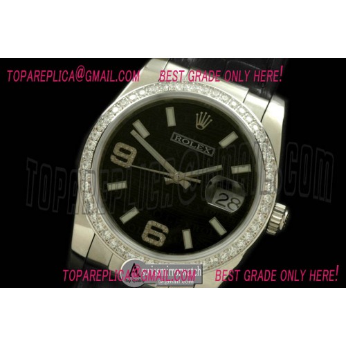 Rolex SS/LE Black Swiss Eta 2836/3135-Real Diamonds
