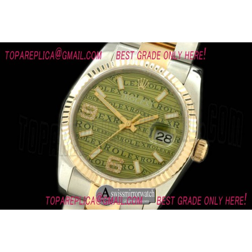Rolex SS/YG TT Khaki Swiss Eta 2836/3135-Real Diamonds