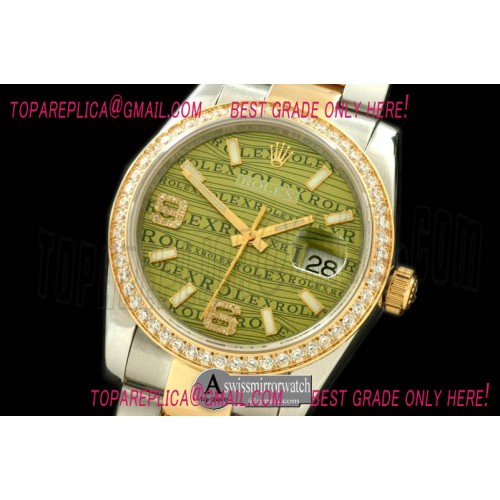 Rolex SS/YG TT Khaki Swiss Eta 2836/3135-Real Diamonds