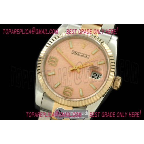 Rolex  SS/YG TT Salmon Swiss Eta 2836/3135-Real Diamonds