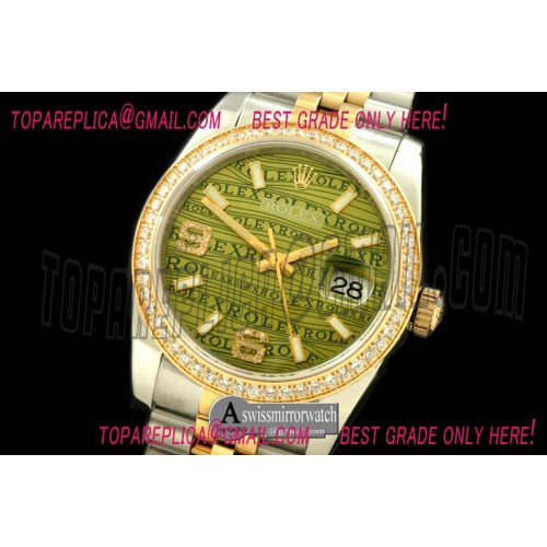 Rolex SS/YG TT Khaki Swiss Eta 2836/3135-Real Diamond