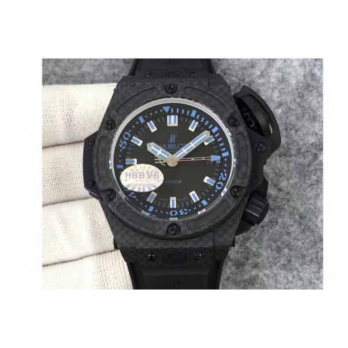 Hublot King Power 48mm OceanGraphic 4000 Carbon V6 1:1 Best Edition Black Dial Blue Markers A7750