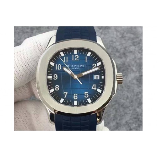 Patek Philippe Aquanaut Jumbo SS Blue Textured Dial on Blue Rubber Strap A324