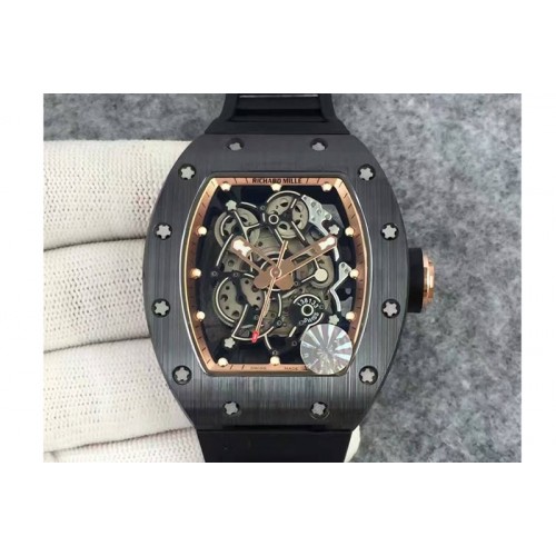 Richard Mille RM055 Black Ceramic KVF RG Inner Bezel Skeleton Dial on Black Rubber Strap MIYOTA8215