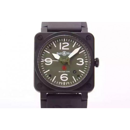 Bell&Ross BR 03-92 Military Type PVD Case Dial 42.5mm on Rubber STrap MIYOTA 9015