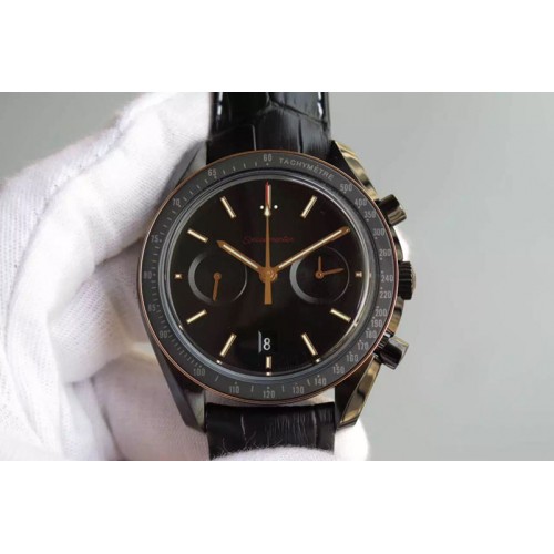 Omega Speedmaster Professional Moonwatch Chronograph PVD/RG Case On Leather Strap Best Edition A9300