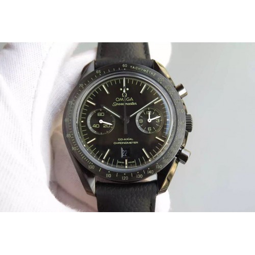 Omega Speedmaster Professional Moonwatch Chronograph PVD Case On Leather Strap Best Edition A9300