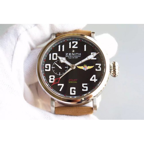 Zenith Pilot Type 20 GMT SS/LE 45mm Best Edition Black Dial Automatic Watches