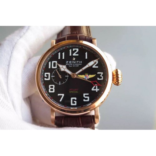 Zenith Pilot Type 20 GMT RG/LE 45mm Best Edition Black Dial Automatic Watches
