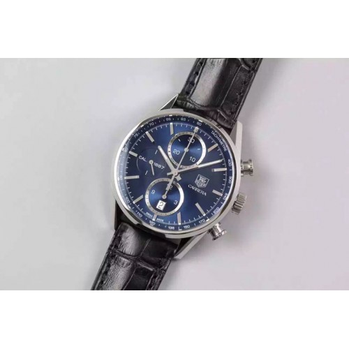 Tag Heuer Carrera CAL1887 Chronograph 41mm SS V6F 1:1 Best Edition Blue Dial on Black CAL1887