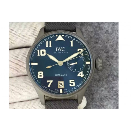 IWC Big Pilot Real PR Custom Made Sandblasted SS Case Blue Dial on Gray Nylon Strap A51111