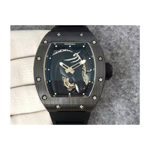 Richard Mille RM052 Black Ceramic KVF Bezel Skeleton Dial on Black Rubber Strap MIYOTA8215