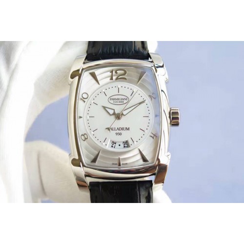 Parmigiani Fleurier Kalpa Grande Big Seconds Hand SS White Dial on Black Leather Strap A331