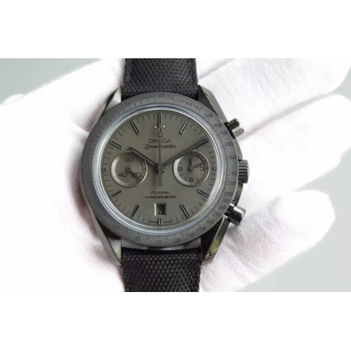 Omega Speedmaster Moonwatch Co-Axial Chronograph Black Black on Black Leather Strap A9300