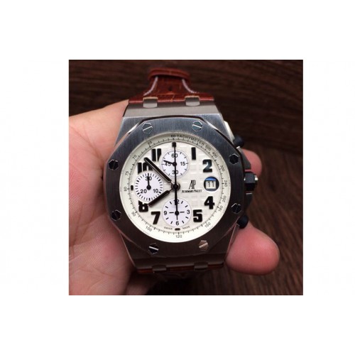 Audemars Piguet Royal Oak Offshore Safari JF Best Edition White Dial on Brown Leather Strap A7750