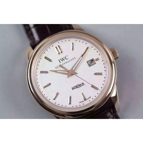 IWC IWC Ingeniuer St.Laurens RG White Black Dial MK 1:1 Best Edition A80111 on Black Leather Strap