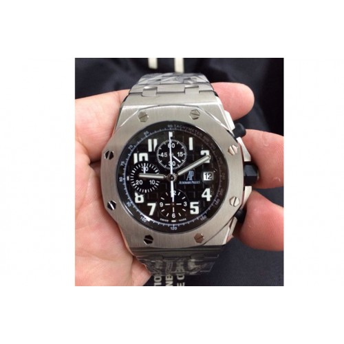 Audemars Piguet Royal Oak Offshore Black Themes JF Best Edition on SS Bracelet A7750