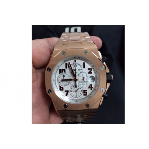 Audemars Piguet Royal Oak Offshore Rose Gold JF Best Edition White Dial on RG Bracelet A7750