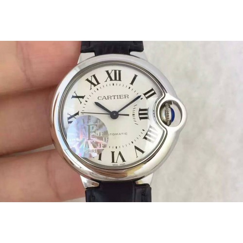 Cartier Ballon Bleu JF Best Edition 36mm SS White Textured Dial with Black Leather
